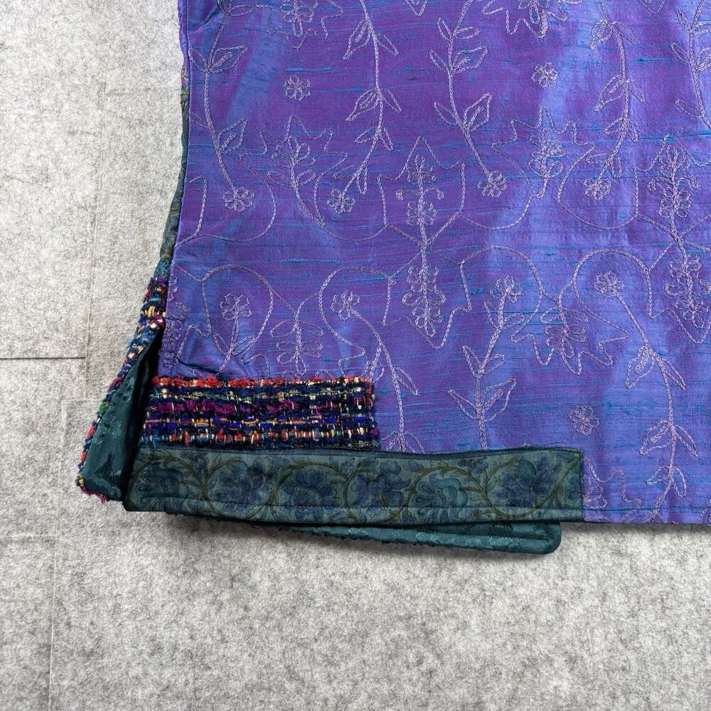 Vintage Coldwater Creek Purple Patchwork Tapestry Vest Womens L Jacquard Boho - Picture 8 of 12